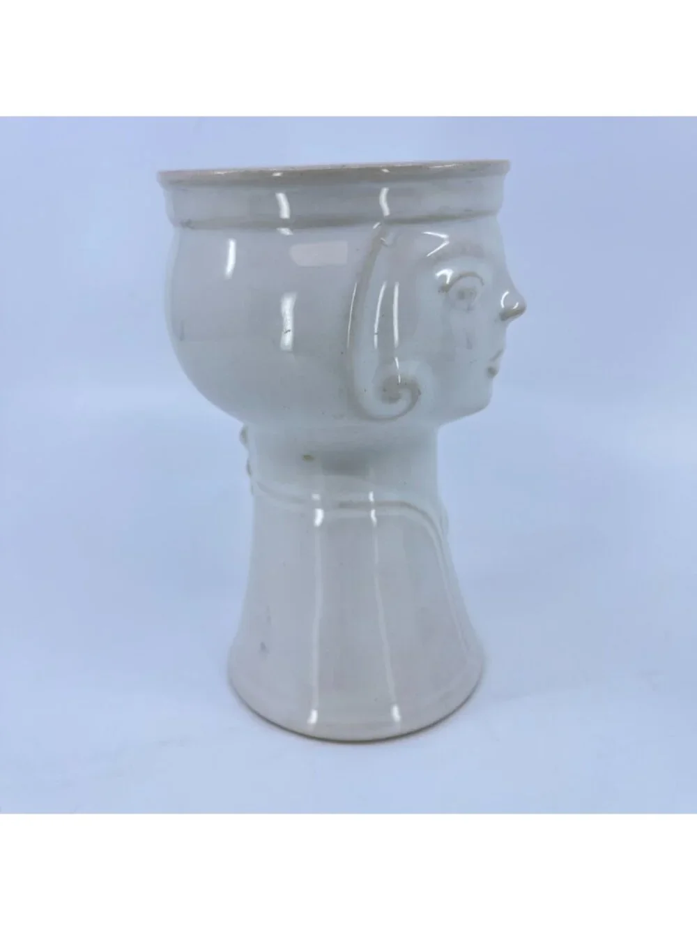 vintage mcm veb haldensleben glazed ceramic face head vase or chalice